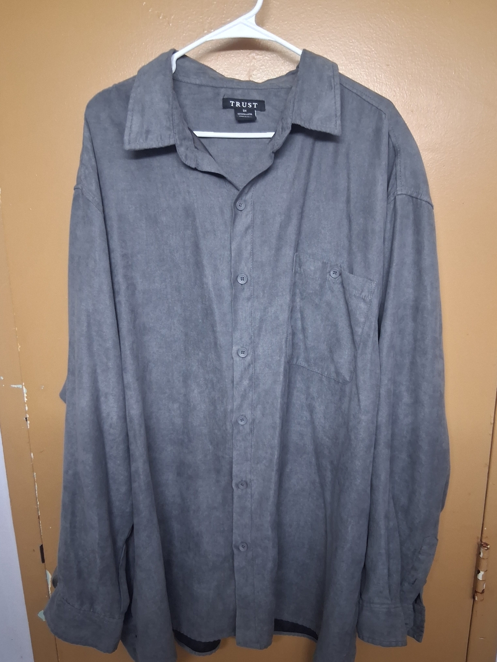 Trust 3XL Men's Long Sleeve Gray Button-Up Shirt